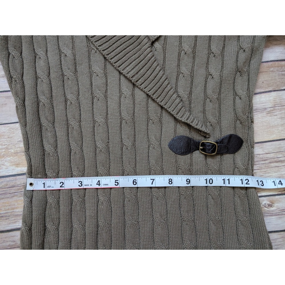 Calvin Klein Cable Knit Sweater Dress Women S Taupe Brown Faux Leather Buckle - Picture 7 of 11